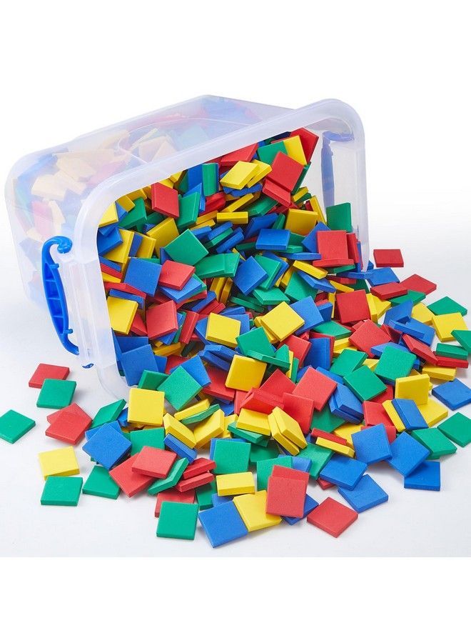 Jexine 800 Pcs Foam Square Counters Color Tiles Square Color Tiles Math Counters Manipulatives Color Sorting Sorting Toy Counting Learning Classroom Crafts Bingo For Kids With Storage Box - Image 2