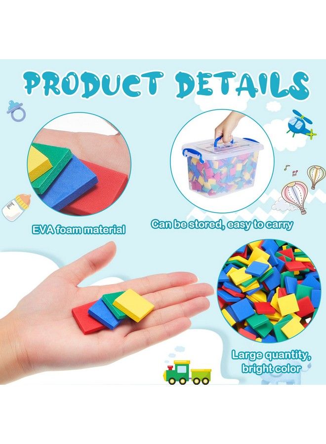 Jexine 800 Pcs Foam Square Counters Color Tiles Square Color Tiles Math Counters Manipulatives Color Sorting Sorting Toy Counting Learning Classroom Crafts Bingo For Kids With Storage Box - Image 4