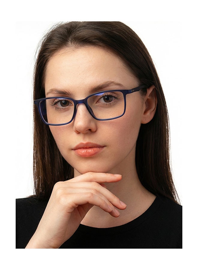 لينسكارت بلو نظارة طبية للكمبيوتر بعدسات بدون درجة وبإطار كامل وبتصميم لامتصاص الأشعة الزرقاء ومضادة للتوهج مستطيلة الشكل طراز LB E13737 - مقاس 53 مم -  بلون أزرق للجنسين - Image 4