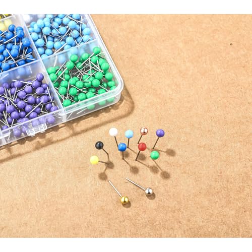 Modpion 1000 PCS Push Pins Map Tacks,Multi-Color 1/8" Round Head with Stainless Point,15 Assorted Colors for Bulletin Board, Cork Board, World Map Pin Board, Fabric Marking, Craft, Office - Image 2