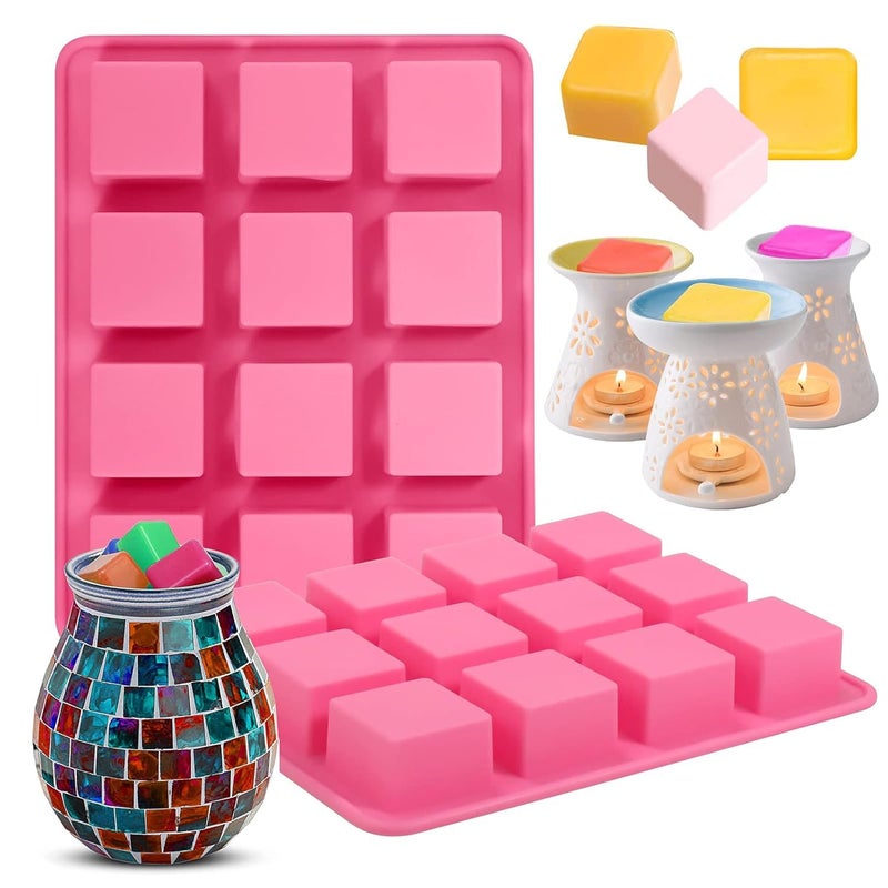 Skytail Skytail 12 Cavitiy Silicone Square Candy Mold for DIY Baking Chocolate Hard Candy Caramels Ganache Gummy Jelly Ice Cube Tray Sugar Cubes Bite Size Truffles Desserts Brownie Mini Candle Wax Melts Soap  - Image 1