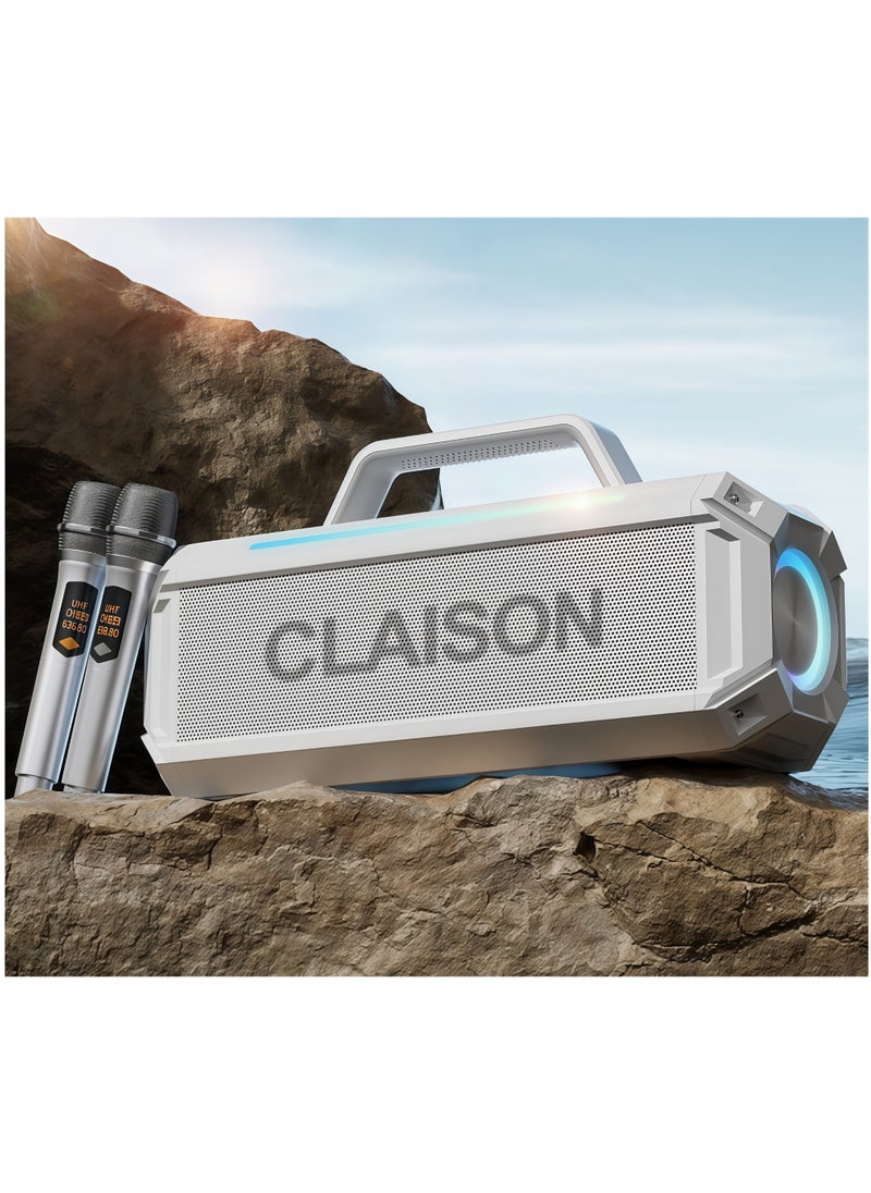 Claison Karaoke Machine for Adults and Kids,Portable Bluetooth Speaker with 2 UHF Wireless Microphones Karaoke Speaker pa System for Home Parties,Wedding  - Image 1