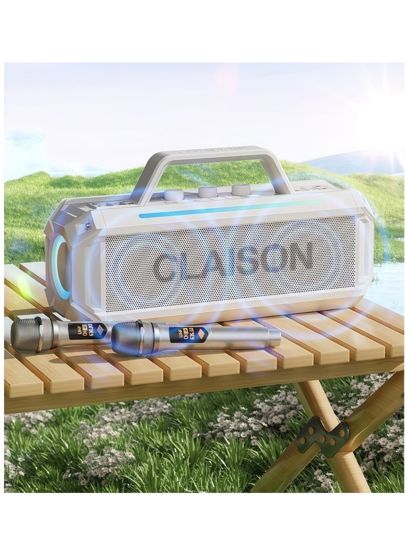 Claison Karaoke Machine for Adults and Kids,Portable Bluetooth Speaker with 2 UHF Wireless Microphones Karaoke Speaker pa System for Home Parties,Wedding  - Image 5