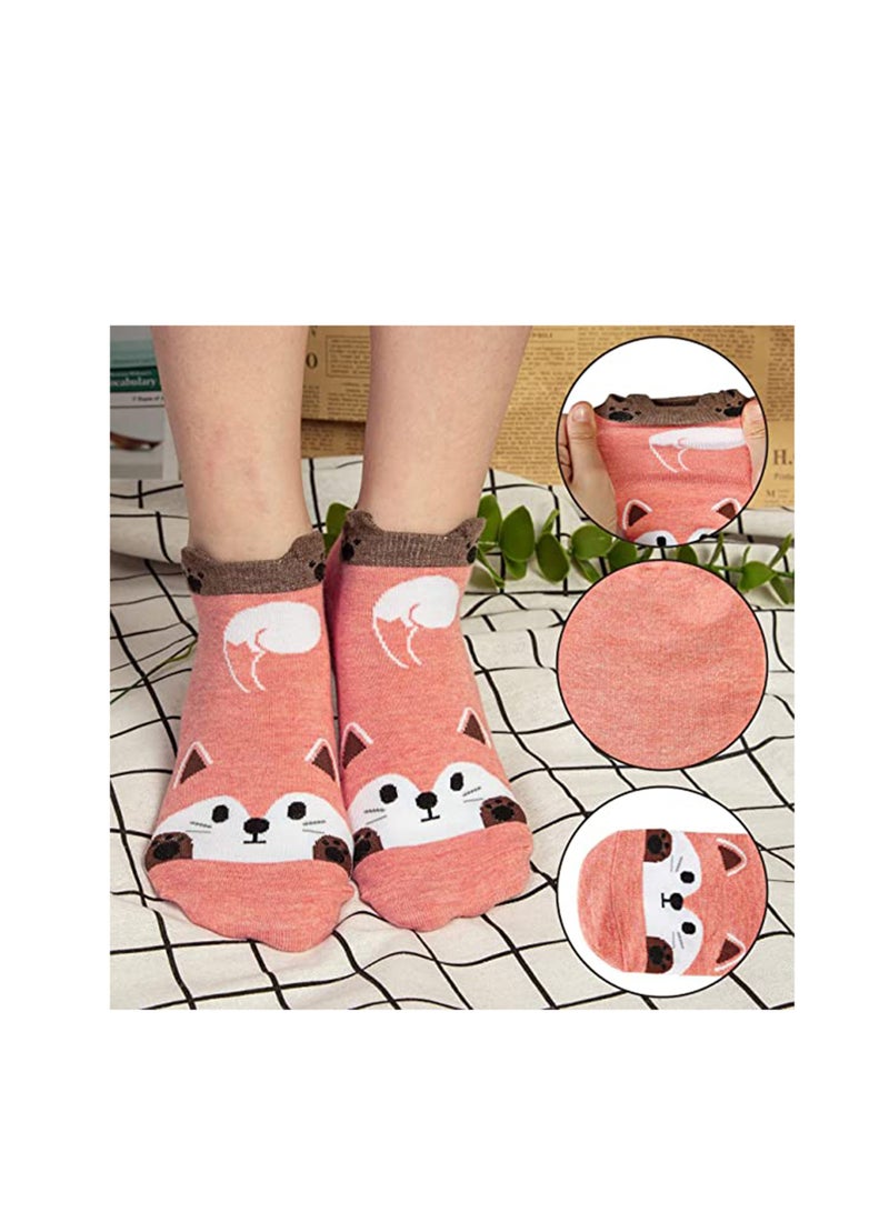 SYOSI 5 Pairs Cute Cotton Socks Short Funny Animal Design Low Socks for Girl Boy Women and Man - Image 2