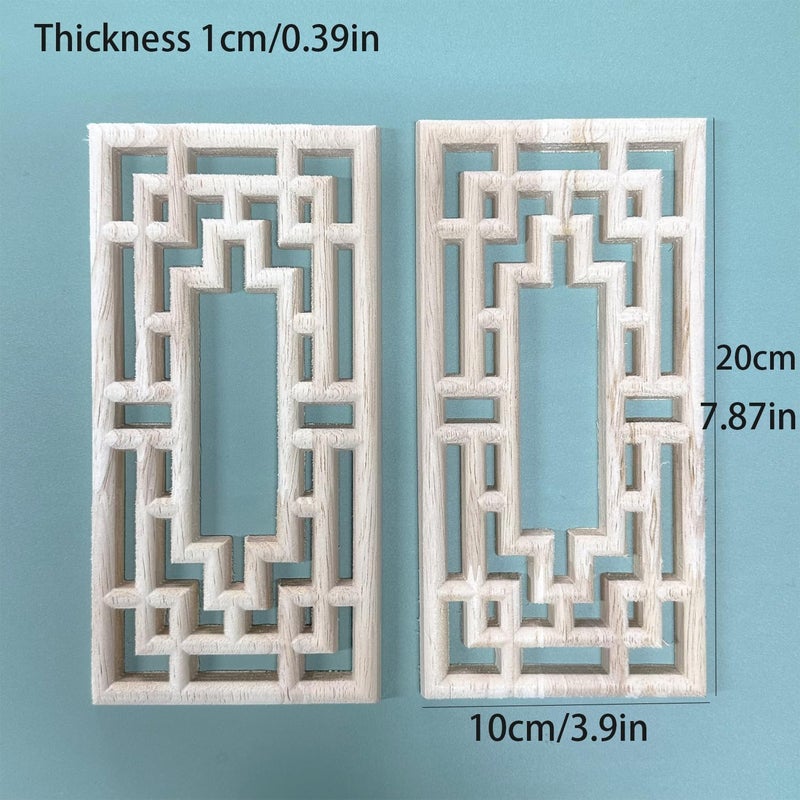 YOKIOU 4PCS Wood Appliques Decorative Wood Carved Appliques and Onlays for Furniture (3.9 * 7.9in) - Image 2