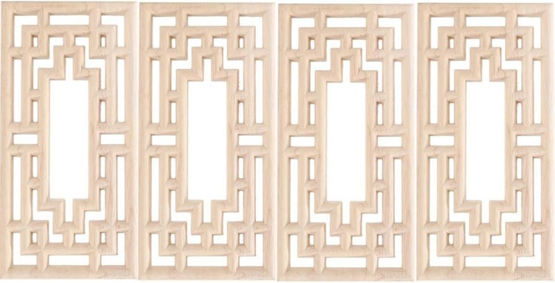YOKIOU 4PCS Wood Appliques Decorative Wood Carved Appliques and Onlays for Furniture (3.9 * 7.9in) - Image 1