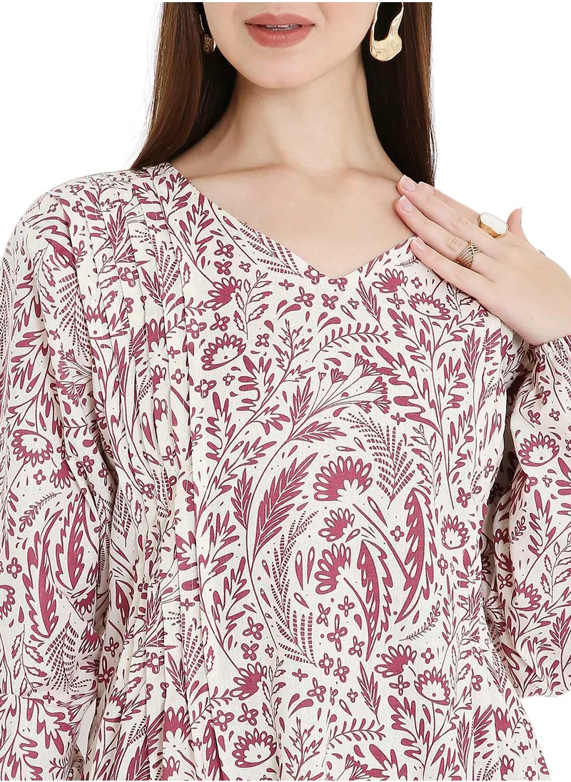 HANA & SARA HIGH QUALITY SHORT PRINTED FARASHA ARABIC KAFTAN JALABIYA DRESS