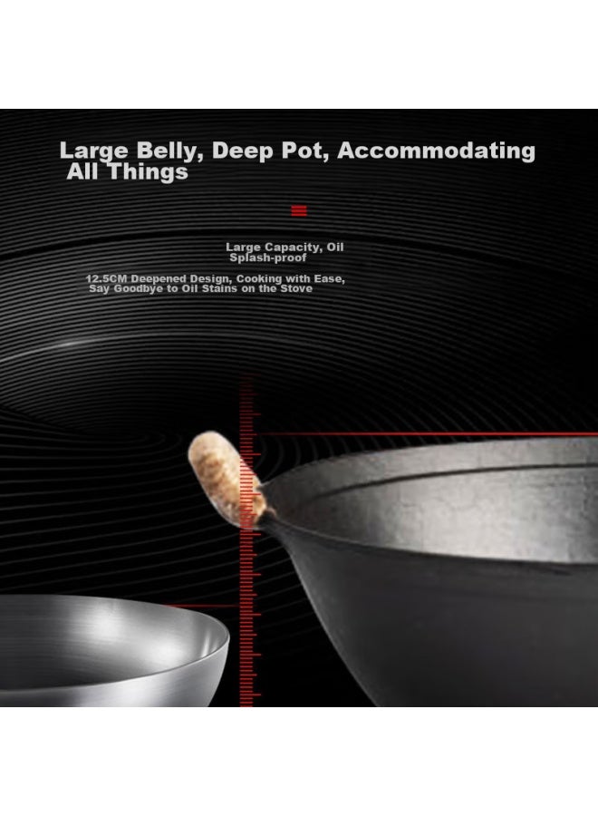 Wang Yuanji Yuanji Iron Wok, Double-handled Sujiao Lao-style, Household Use, Round Bottom, Non-coated, Handmade, Non-stick Frying Pan, 36cm - Image 4