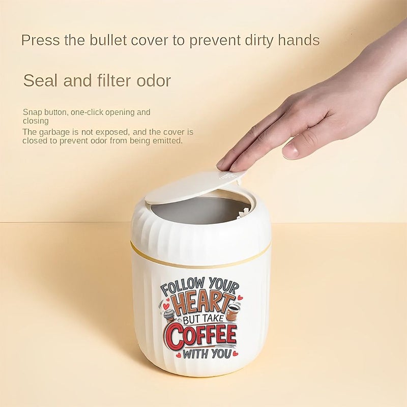 Pink Plastic Mini Cylindrical Trash Can Space Efficient Desktop Waste Bin for Home Office - Image 4