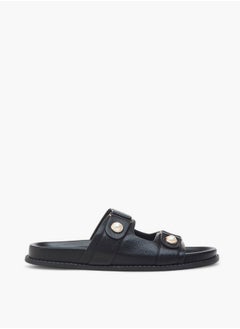 Flora Bella By Shoexpress Textured Pearl Embellished Slip-On Flat Sandals  - Image 2