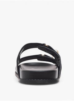 Flora Bella By Shoexpress Textured Pearl Embellished Slip-On Flat Sandals  - Image 4