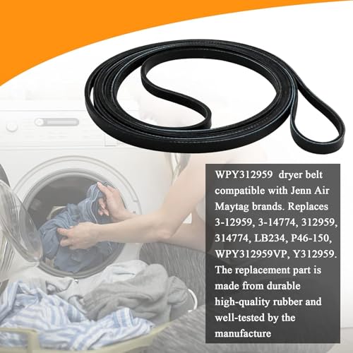 Blutoget Update WPY312959 (Y312959 312959) Dryer Belt by Blutoget - Fit for Whirlpool, May-tag Dryers- WPY312959VP maytag Dryer Belt Replace 3-12959, 3-14774, LB234, PS11757542, 6-3129590, 314774, 314774 WPY - Image 4