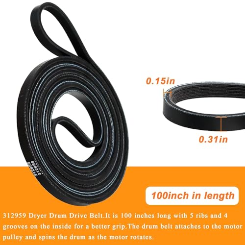 Blutoget Update WPY312959 (Y312959 312959) Dryer Belt by Blutoget - Fit for Whirlpool, May-tag Dryers- WPY312959VP maytag Dryer Belt Replace 3-12959, 3-14774, LB234, PS11757542, 6-3129590, 314774, 314774 WPY - Image 3