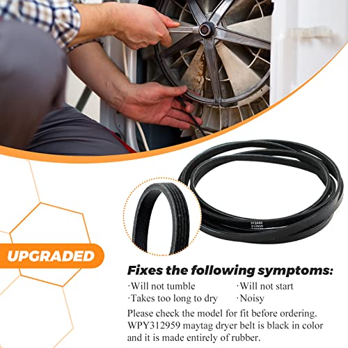 Blutoget Update WPY312959 (Y312959 312959) Dryer Belt by Blutoget - Fit for Whirlpool, May-tag Dryers- WPY312959VP maytag Dryer Belt Replace 3-12959, 3-14774, LB234, PS11757542, 6-3129590, 314774, 314774 WPY - Image 5