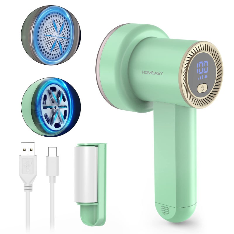 homeasy Fabric Shaver Fuzz Remover Rechargeable HOMEASY Electric Lint Remover Shaver with 3 Blades  LED Digital Display Sweater Couch Fabric Pill Shaver for Sweater Couch Furniture