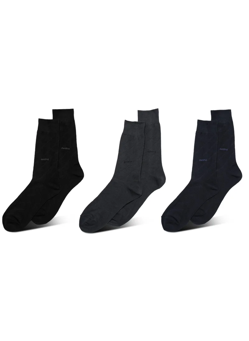 AMPM MEN'S FORMAL SOCKS (PACK OF 3) - BLACK, NAVY BLUE, GREY