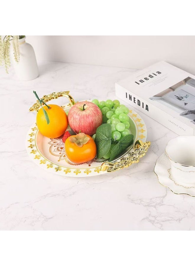 Set of 3 Serving Platters , Serving Tray Round Platter with Golden Handles for Dinner, Party, Snacks Candy Storage Plate - Image 3