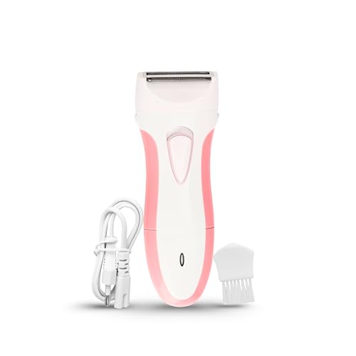 Dealsure Women's Rechargeable Double Razor Shaver for Under Arms, Bikini Line, Hands and Legs (White Pink Colour) - Image 1