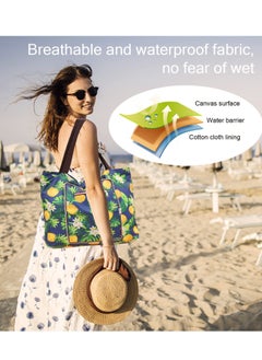 KASTWAVE Beach Bags for Women, Women canvas Tote Bag, Canvas Bag with Zipper for Beach Travel Pool Shopping  - Image 4