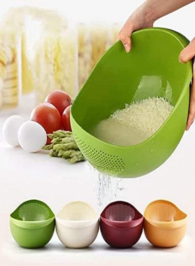 RENARSH Colander Durable Plastic Unbreakable Strainer BPA Free Washing Bowl for Rice, Pulses, Fruits, Vegetable, Noodles,Pasta Washing Bowl,(Green), 10 x 10 x 5 Cm - Image 1
