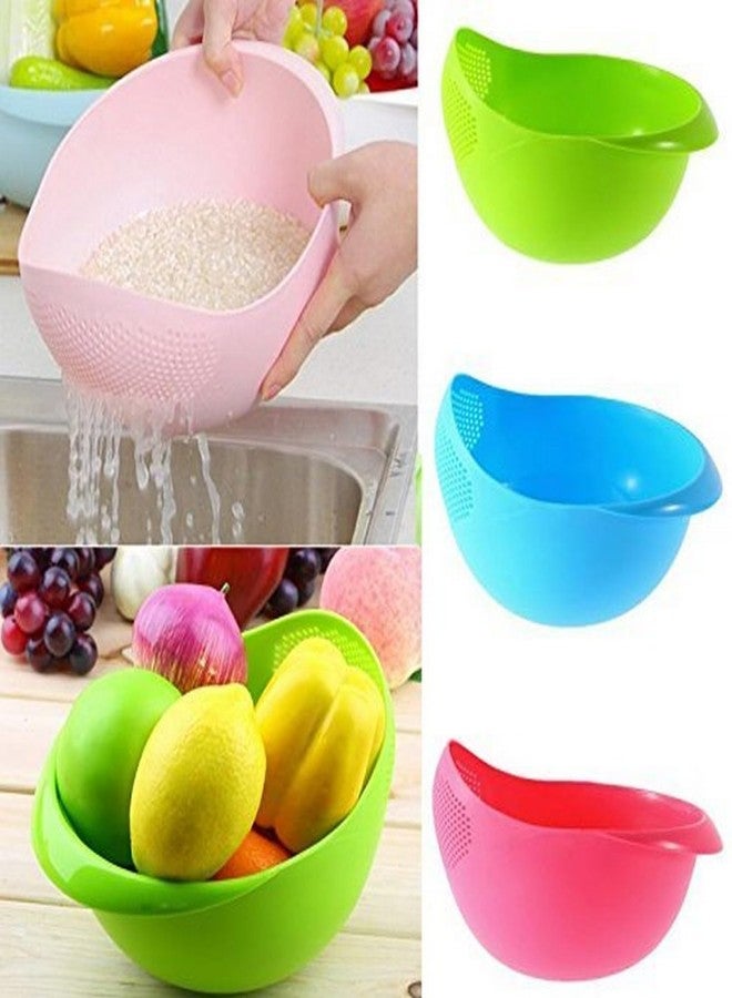 RENARSH Colander Durable Plastic Unbreakable Strainer BPA Free Washing Bowl for Rice, Pulses, Fruits, Vegetable, Noodles,Pasta Washing Bowl,(Green), 10 x 10 x 5 Cm - Image 5