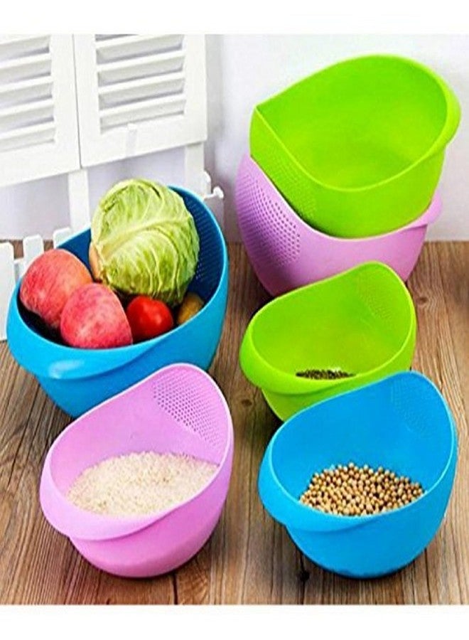 RENARSH Colander Durable Plastic Unbreakable Strainer BPA Free Washing Bowl for Rice, Pulses, Fruits, Vegetable, Noodles,Pasta Washing Bowl,(Green), 10 x 10 x 5 Cm - Image 4