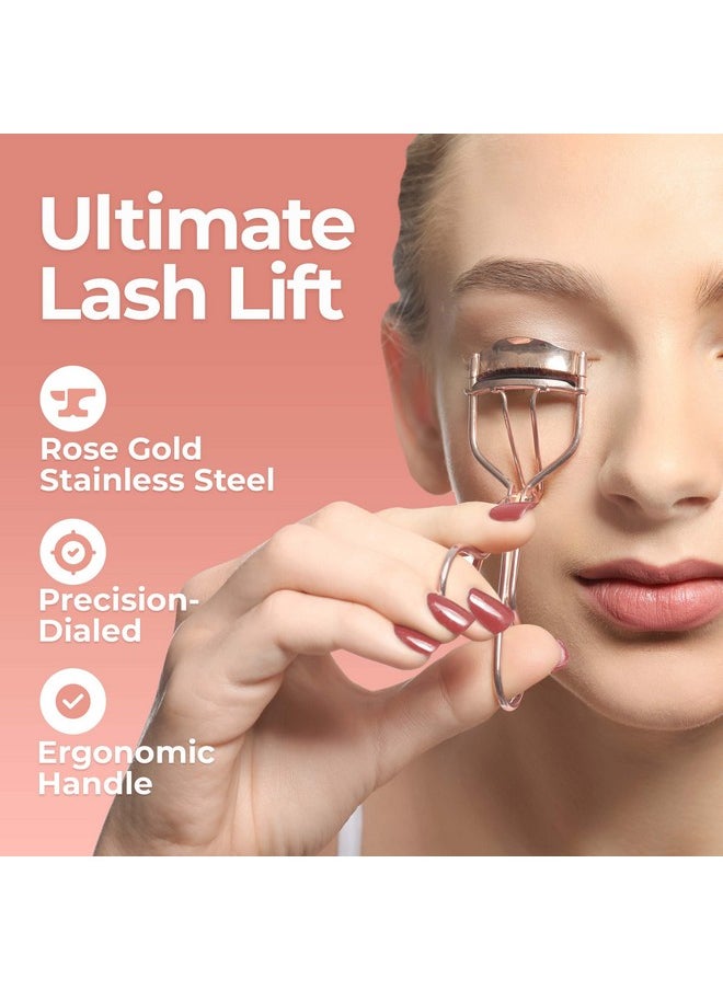 BASIC CONCEPTS - Eyelash Curlers Kit (Rose Gold) Premium Lash Curler For Perfect Lashes Universal Eye Lash Curler With 5 Eyelash Curler Refills Eyelash Curler For Women Rizador De Pestañas (Box Colors Vary) - Image 1