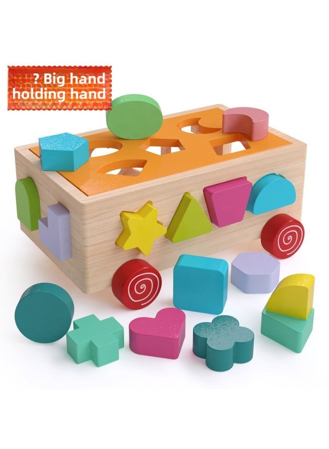 Children's Educational Toys Intelligence Drag Building Block Car Geometric Shape Matching Trailer Cognitive Classification Intelligence Box-Color:Shape Matching Box - Image 3