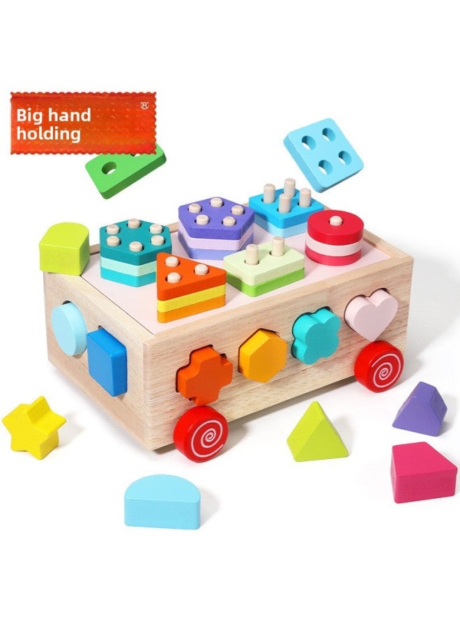 Children's Educational Toys Intelligence Drag Building Block Car Geometric Shape Matching Trailer Cognitive Classification Intelligence Box-Color:Shape Matching Box - Image 2