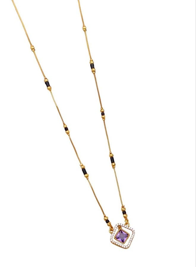 sweeply Elegant Mangalsutra with Purple Stone Pendant for Women | Traditional,Stylish Jewelry, Best Birthday Gift, perfect for Anniversary Giftt, Mother's Day gift, Valentine Gift, Gift for Diwali - Image 1