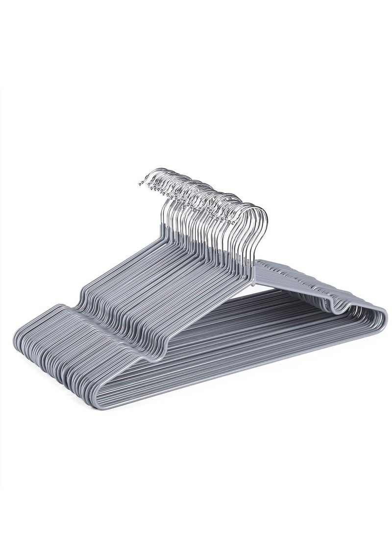 10pcs Metal Anti Slip Clothes Hanger Clothes Drying Hanger Silver Gray - Image 1