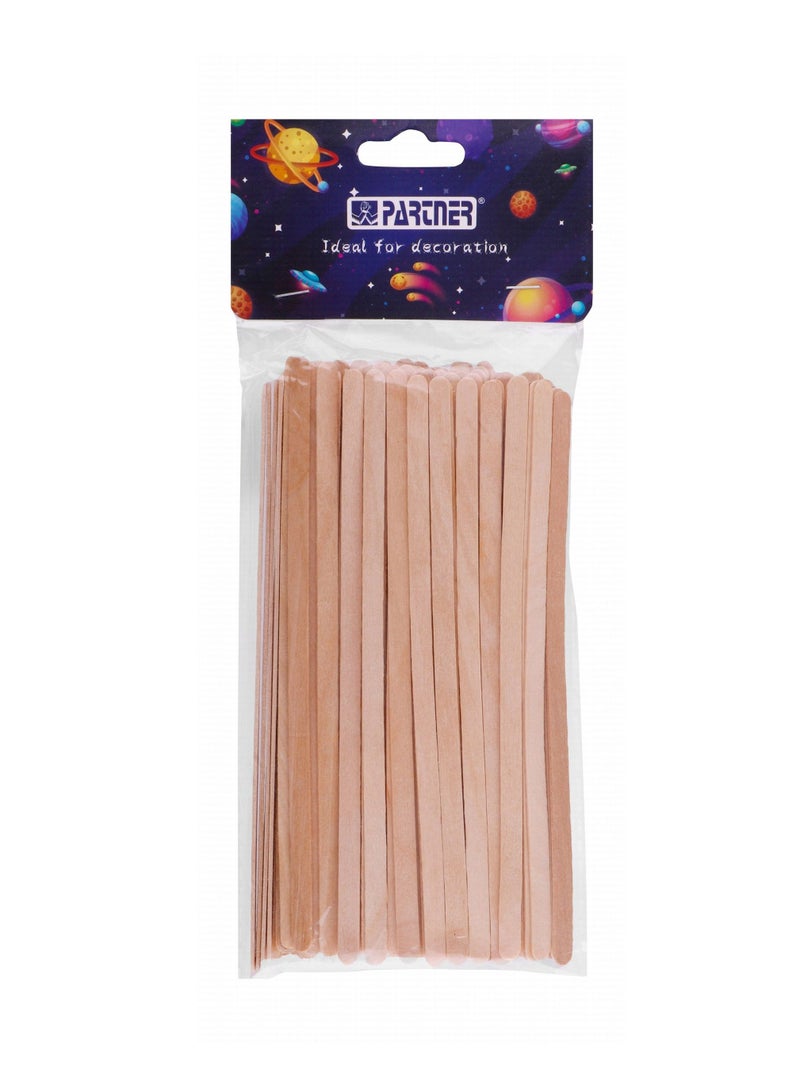 PARTNER 100 قطعة من أعواد المصاصة الخشبية الرفيعة للفنون والحرف اليدوية - Image 1
