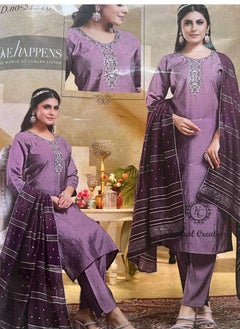 Women Roman Silk Embroidery Work Printed Readymade Salwar Suit (Ready To Wear)