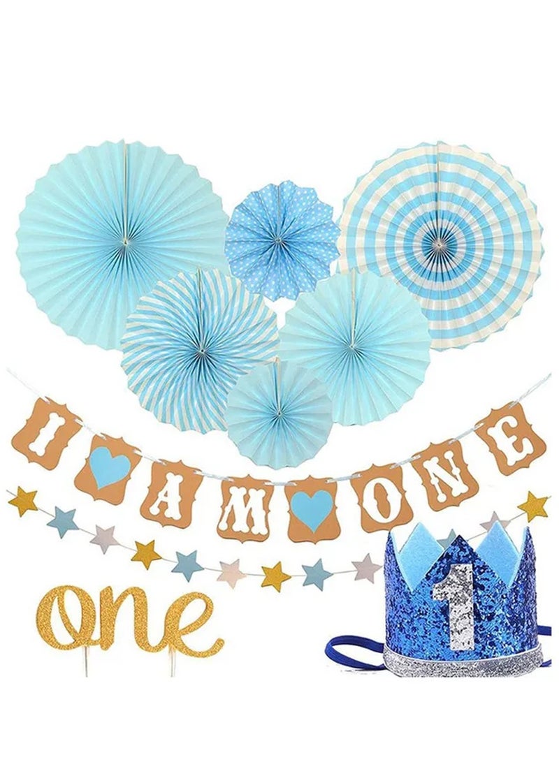 Brain Giggles Boy First Birthday Decoration Kit 10pcs - Image 1