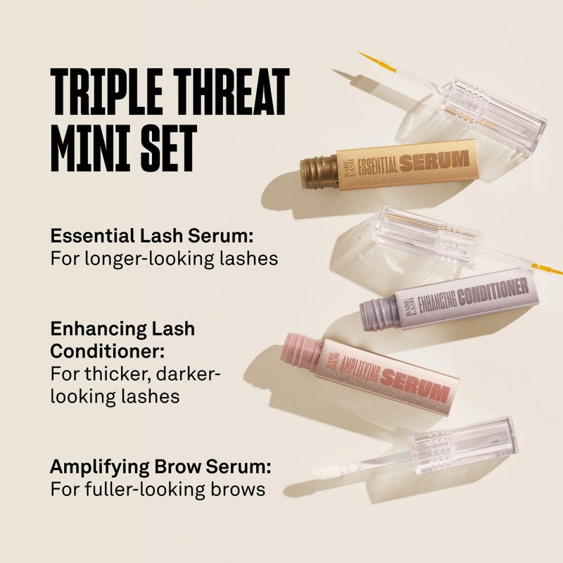 Babe Original Triple Threat Mini Set, Includes Babe Lash Essential Serum & Enhancing Conditioner + Babe Brow Amplifying Serum, 1 mL, 3 Pack - Image 2