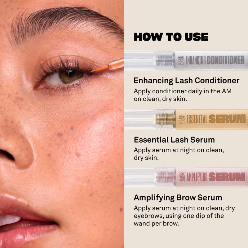 Babe Original Triple Threat Mini Set, Includes Babe Lash Essential Serum & Enhancing Conditioner + Babe Brow Amplifying Serum, 1 mL, 3 Pack - Image 5