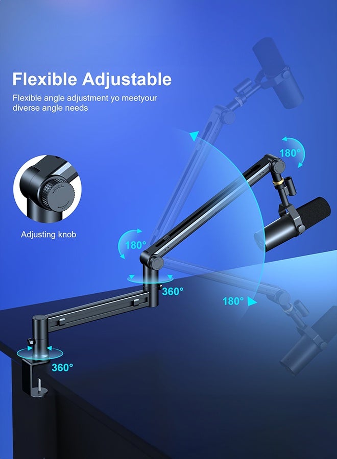 WALALLA Microphone Arm, Desk Low Profile Adjustable Mic Boom Arm Stand, Suitable For Blue Yeti, Snowball iCE, HyperX QuadCast, SoloCast, Elgato Wave, Etc - Image 3