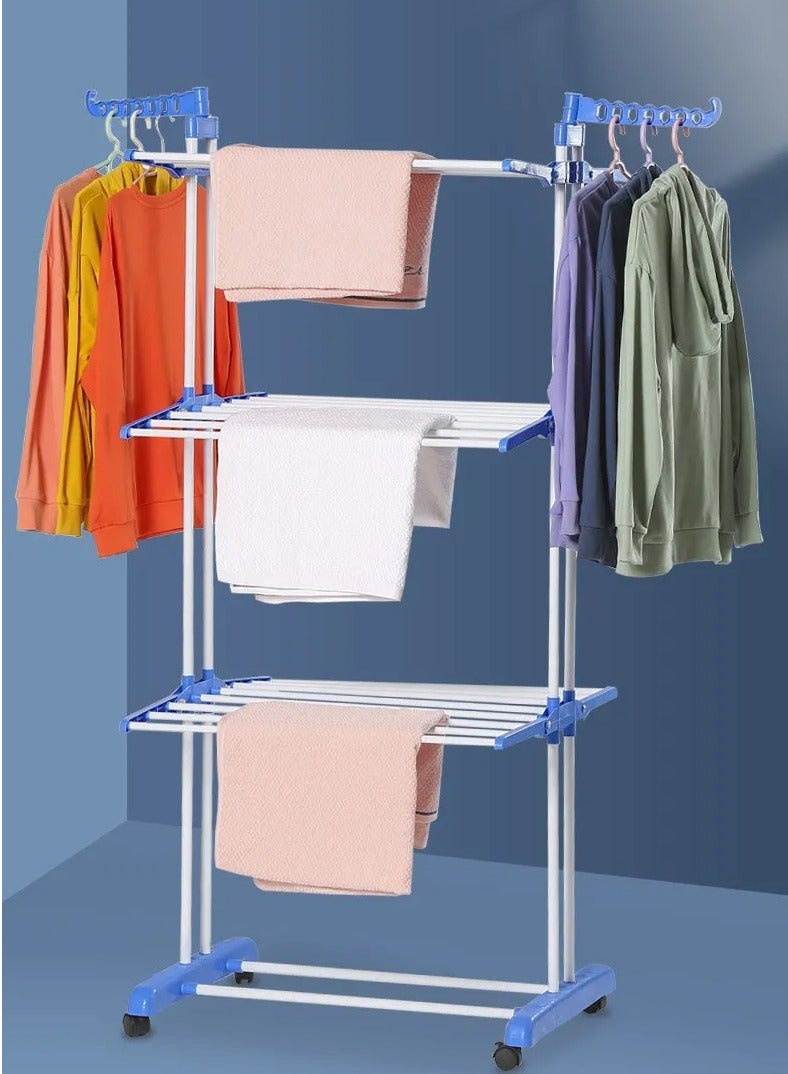 Foldable Vertical Floor Clothesline 3 Floors with Wheels and Lock - Image 2