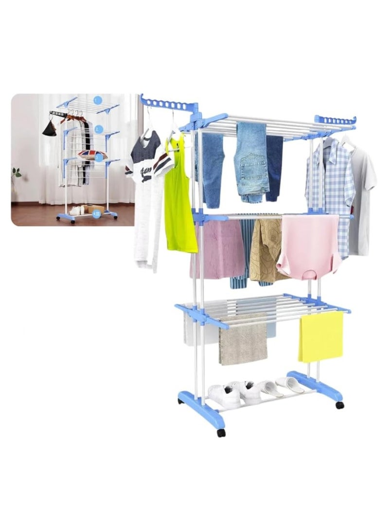 Foldable Vertical Floor Clothesline 3 Floors with Wheels and Lock - Image 3
