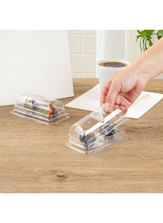 Restaurantware Thermo Tek 5.3 x 2.6 x 1.8 Inch Dessert Containers, 100 Duo Compartments Transparent To Go Boxes - With Dome Lid, For Small Desserts, Clear Plastic Food Packaging Containers, - Image 5