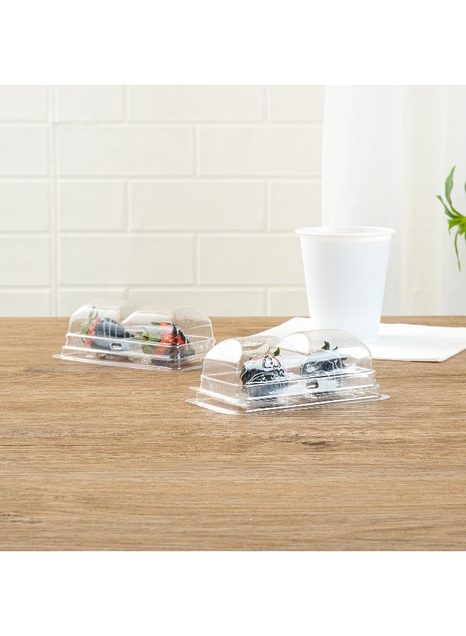 Restaurantware Thermo Tek 5.3 x 2.6 x 1.8 Inch Dessert Containers, 100 Duo Compartments Transparent To Go Boxes - With Dome Lid, For Small Desserts, Clear Plastic Food Packaging Containers, - Image 4