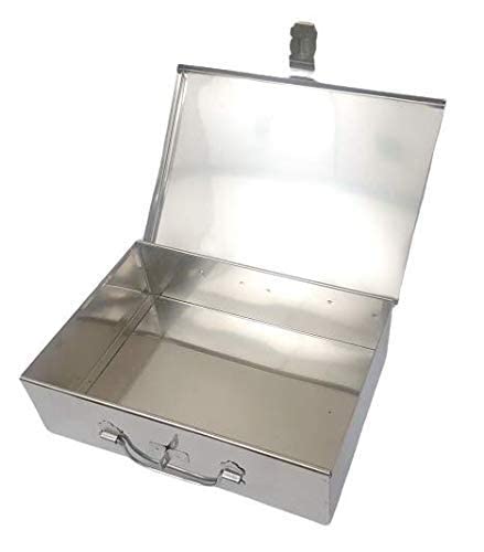 GvanyS Stainless Steel Storage Boxes Cash Peti Pooja PetiOrganizer Vanity BoxSafe Locker Box 10 Inch Storage Box Steel 10 inch - Image 3