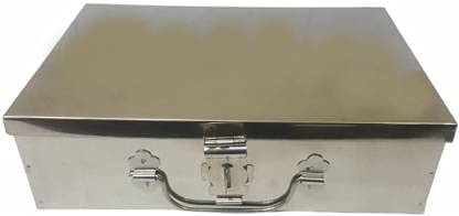 GvanyS Stainless Steel Storage Boxes Cash Peti Pooja PetiOrganizer Vanity BoxSafe Locker Box 10 Inch Storage Box Steel 10 inch - Image 5