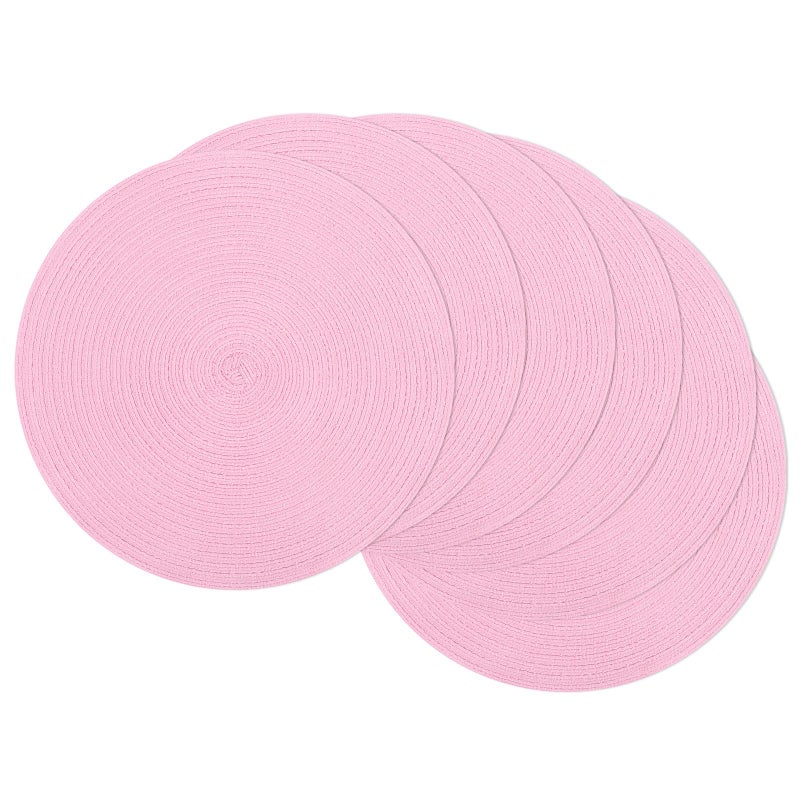 SHACOS SHACOS Round Braided Placemats Set of 6 Round Table Mats for Dining Tables 15 inch Washable Non Slip Placemats Pink 6