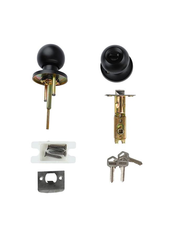 Thoraya 201 Stainless Steel Ball Door Handle Lock Mute Lock 3 Rods Copper Core Lock for Bedroom Black  - Image 3