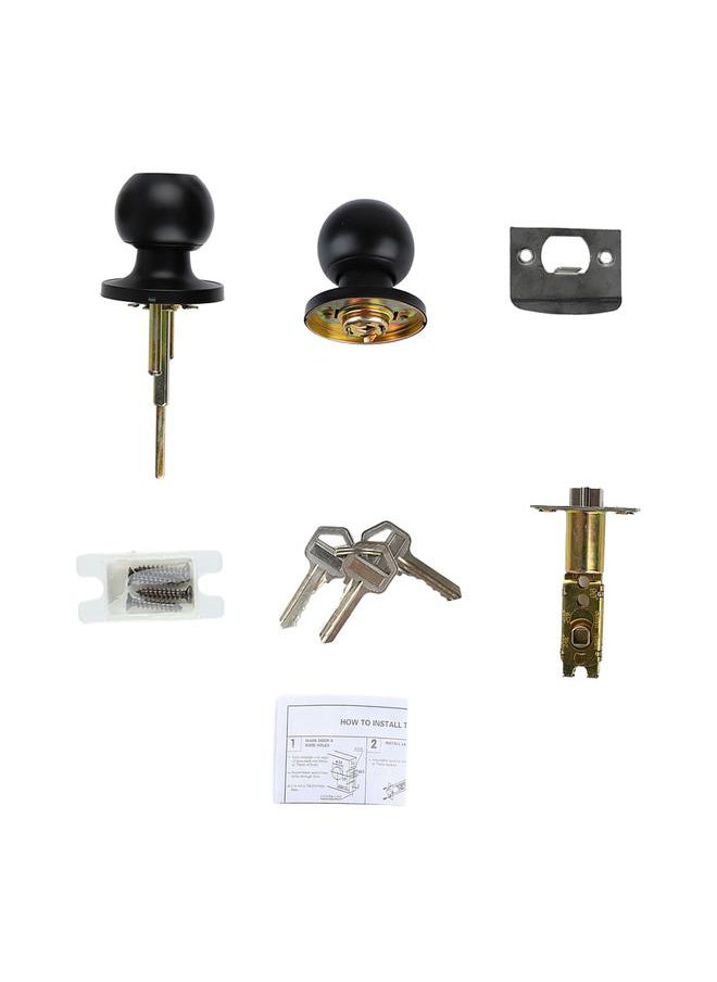 Thoraya 201 Stainless Steel Ball Door Handle Lock Mute Lock 3 Rods Copper Core Lock for Bedroom Black  - Image 2