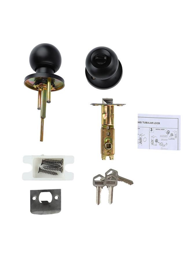 Thoraya 201 Stainless Steel Ball Door Handle Lock Mute Lock 3 Rods Copper Core Lock for Bedroom Black  - Image 1