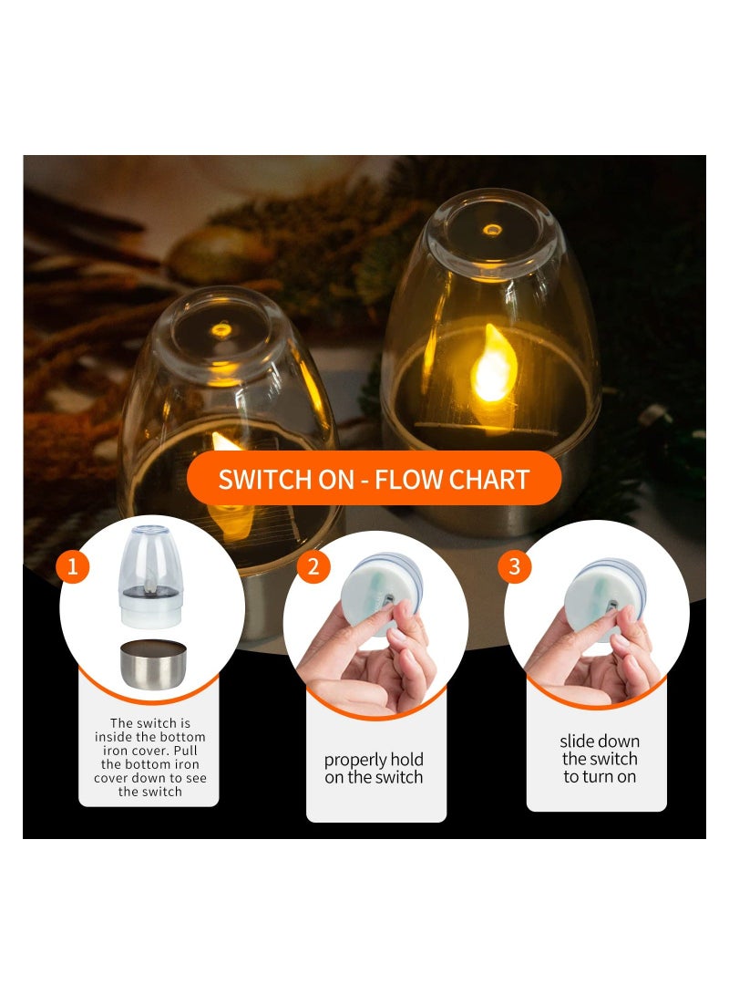 Solar Candles Outdoor Waterproof, Flameless Tea Lights, Garden Lantern Mini, Solar Rechargeable Battery Window Lights (White) - Image 3