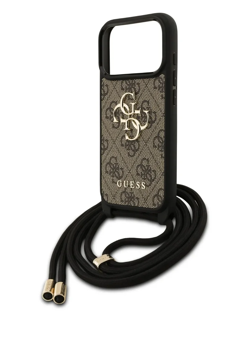 GUESS iPhone 17 Pro Max 4G PU Leather Case With big 4G Logo & Lanyard / Easy Snap On / Drop Protection / Slim Profile / Lightweight Back Cover -Brown