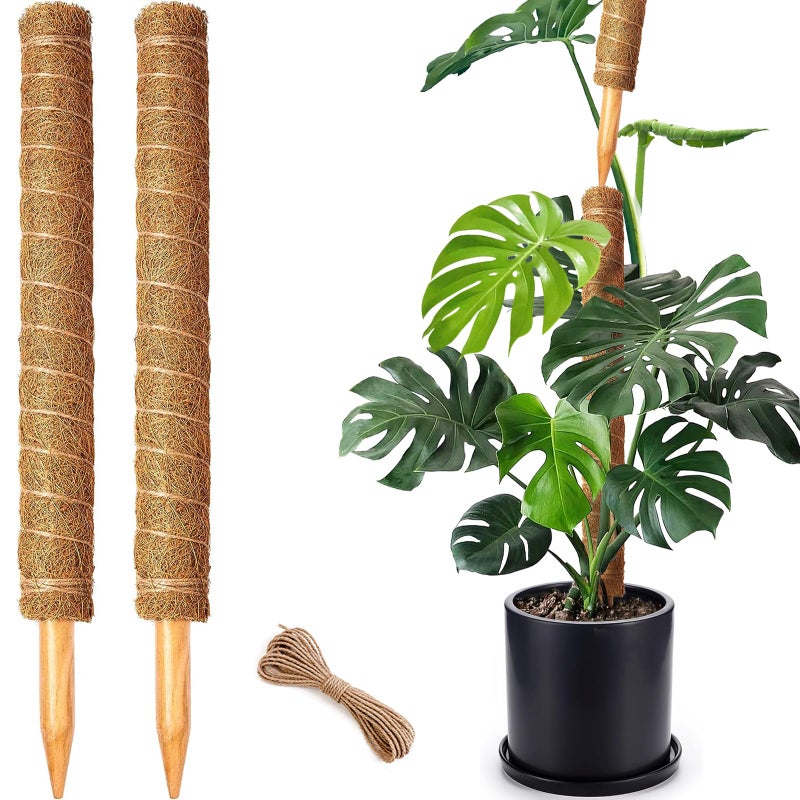 CHIAFFI 2 Pack 21 Inch Moss Poles, Stackable Moss Pole for Plants Monstera, 37 Inch Tall Moss Poles for Climbing Plants Indoor, Coir Totem Plant Support Stakes Stand for Potted Plants, Pothos - Image 1